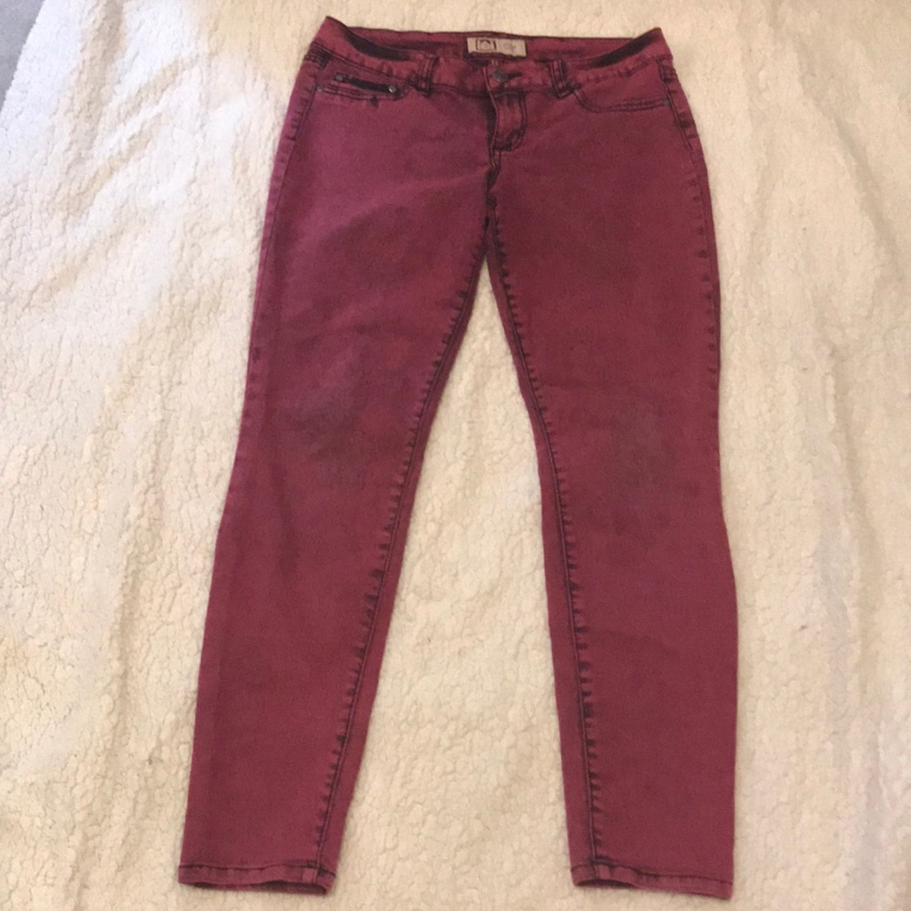 Pink denim jeans